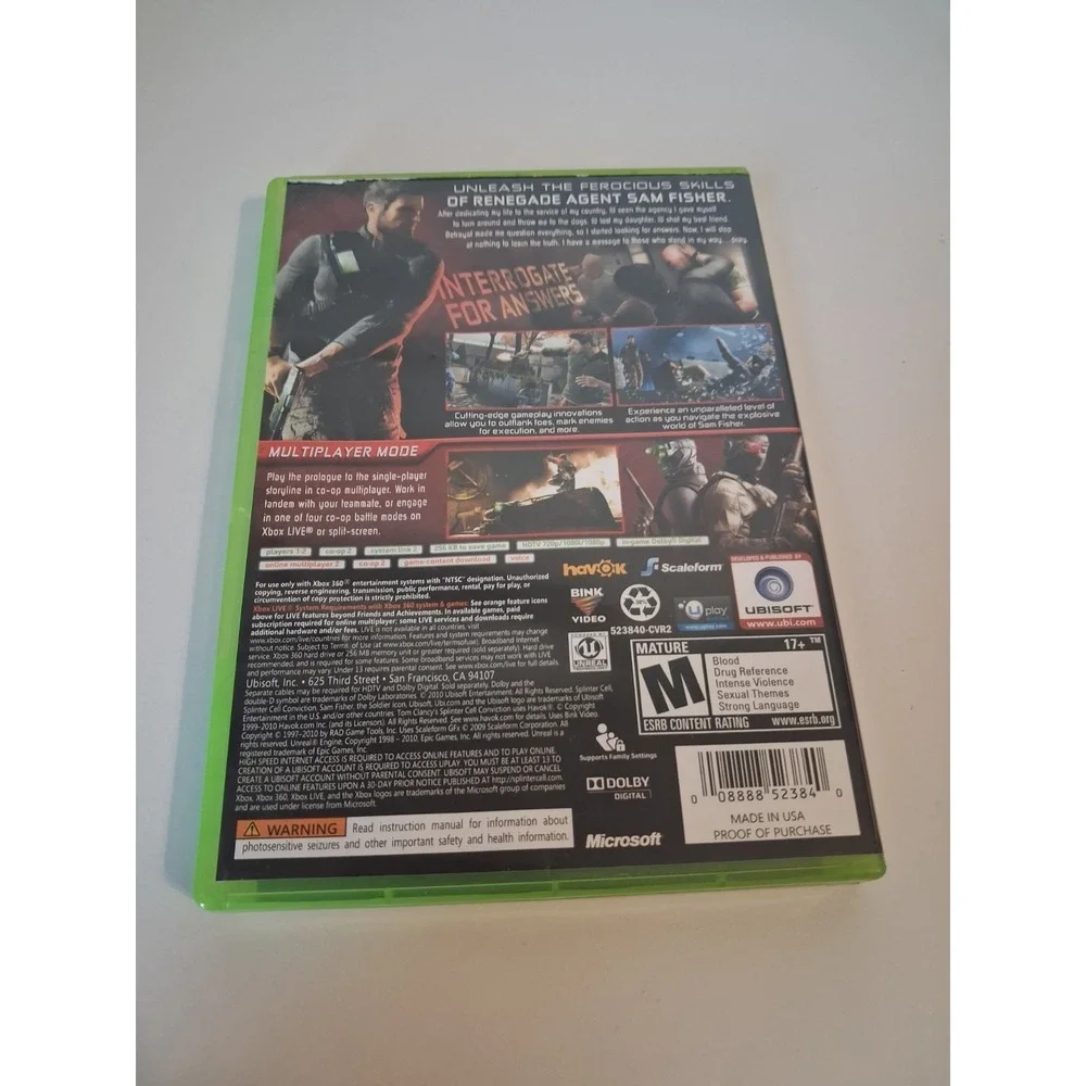 Tom Clancy's Splinter Cell: Conviction Microsoft Xbox 360 Complete Edition